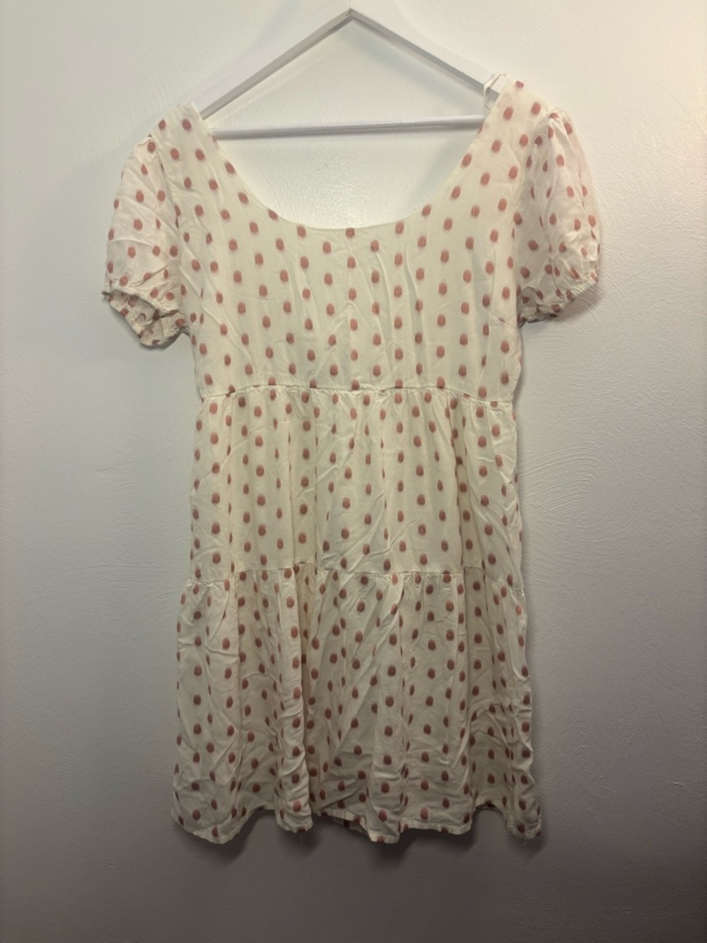 Jessica Simpson Cream & Red Polka Dots Mini Dress Size Large